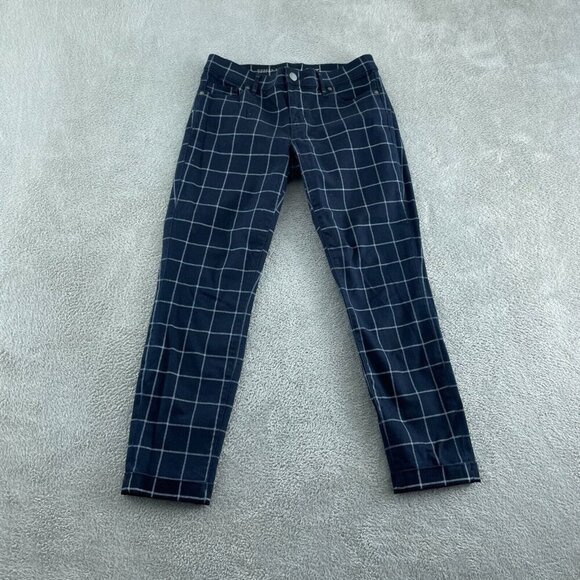 Ann Taylor Loft Modern Navy & White Plaid Cotton Pants Womens Size 27/4 - 1955 - Picture 1 of 11